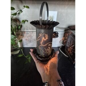 Primitive Punched Tin Chicken Lantern Rustic Farmhouse Rooster‎ Hen Lamp USA